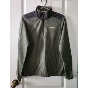 Merrell Womens Lightweight Fleece 1/4 Zip Pullover Sweater Green Gray Size‎ L